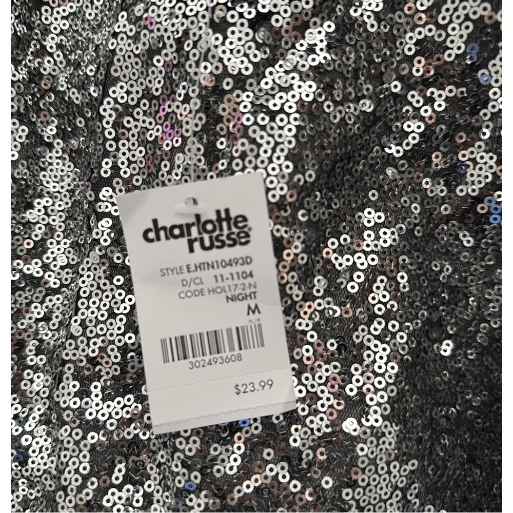 Brand New! Charlotte Russe Silver Sequin Top - Picture 5 of 5